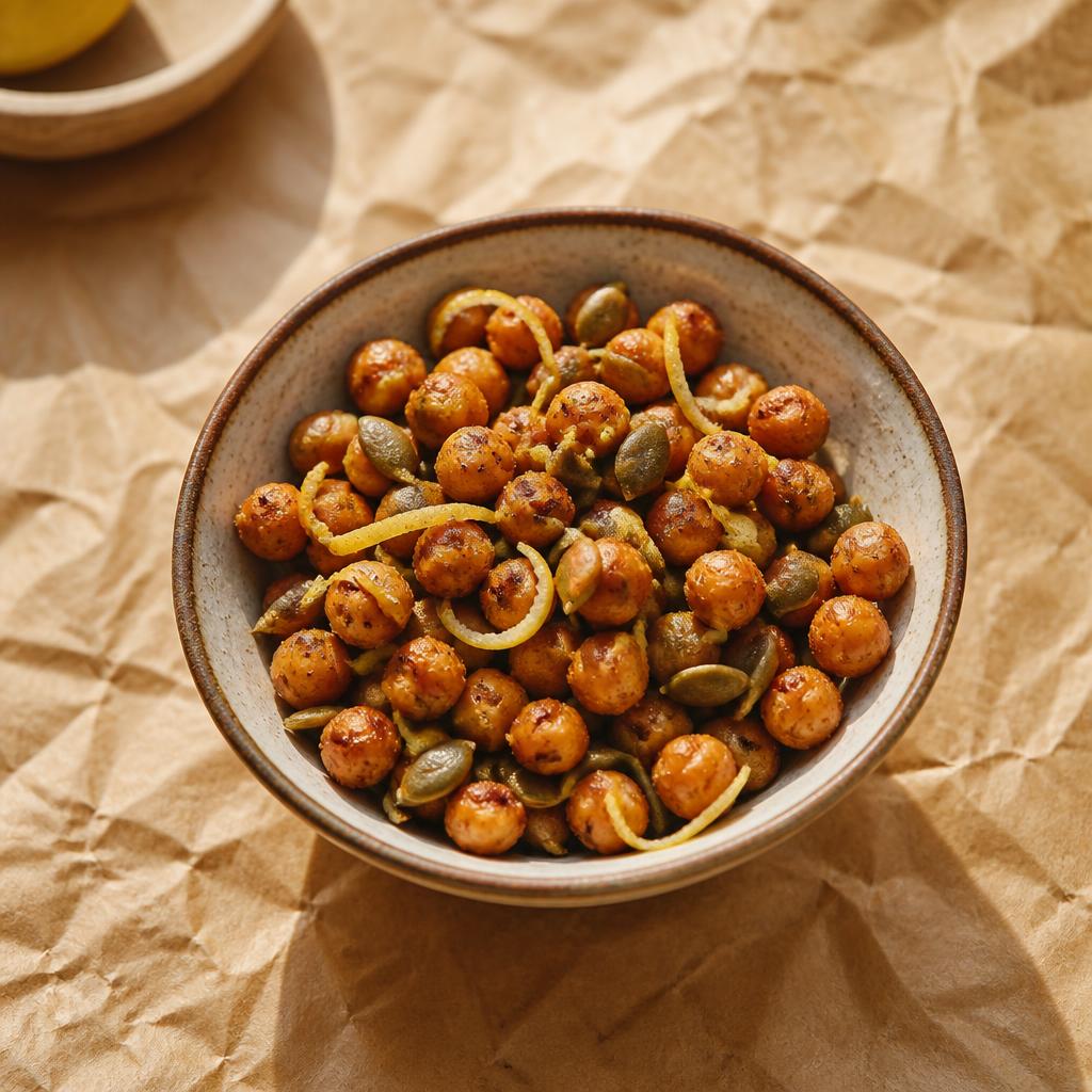 Crispy roasted chickpeas with herbs, smoked paprika and lemon zest