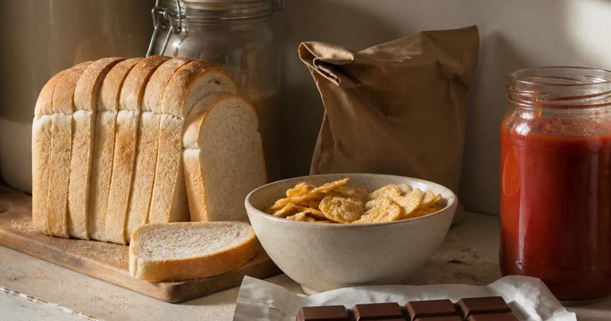 An editorial pantry table suggesting familiar foods and recipes changing across countries