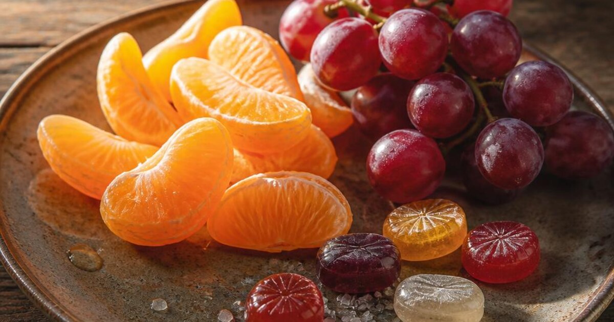 Colorful fruit and yogurt bark arranged on a kitchen table