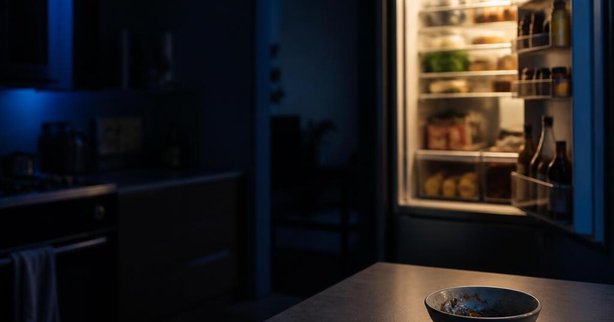 A softly lit evening table with a warm drink and a small plate