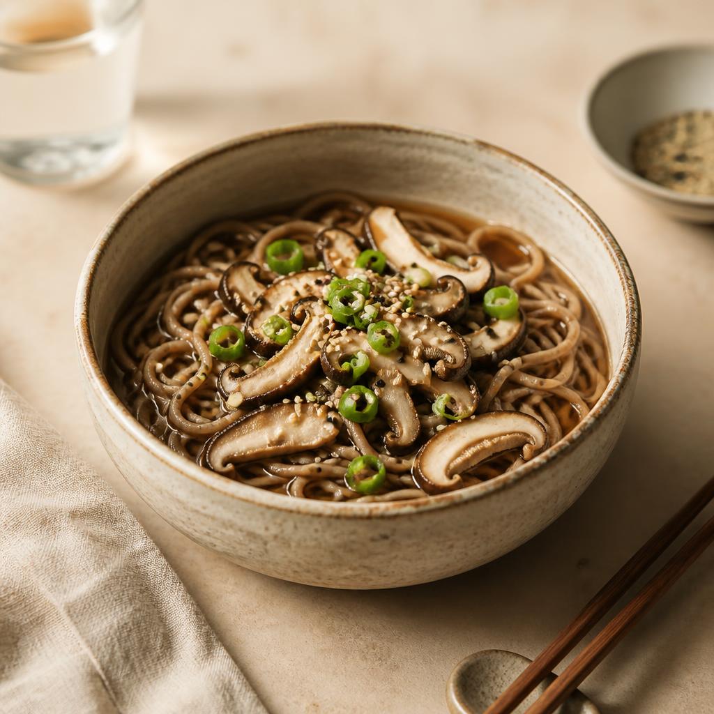 Sesame soba bowl with edamame, cucumber, cabbage and sesame seeds